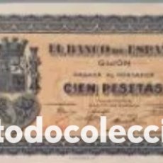 Billetes locales: BANCO DE ESPAÑA GIJON 100 PESETAS 1937