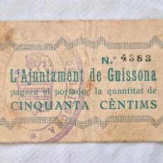 Billetes locales: BILLETE AYUNTAMIENT DE GUISSONA 50 CENTIMOS T-1403 R