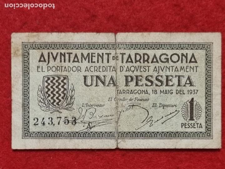 Billets locaux: BILLETE LOCAL GUERRA 1 PESETA AJUNTAMENT DE TARRAGONA 1937 ORIGINAL PD