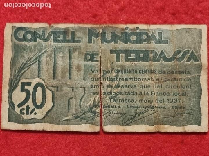 Billets locaux: BILLETE LOCAL GUERRA 50 CENTIMOS CONSELL MUNICIPAL DE TERRASSA 1937 ORIGINAL PD
