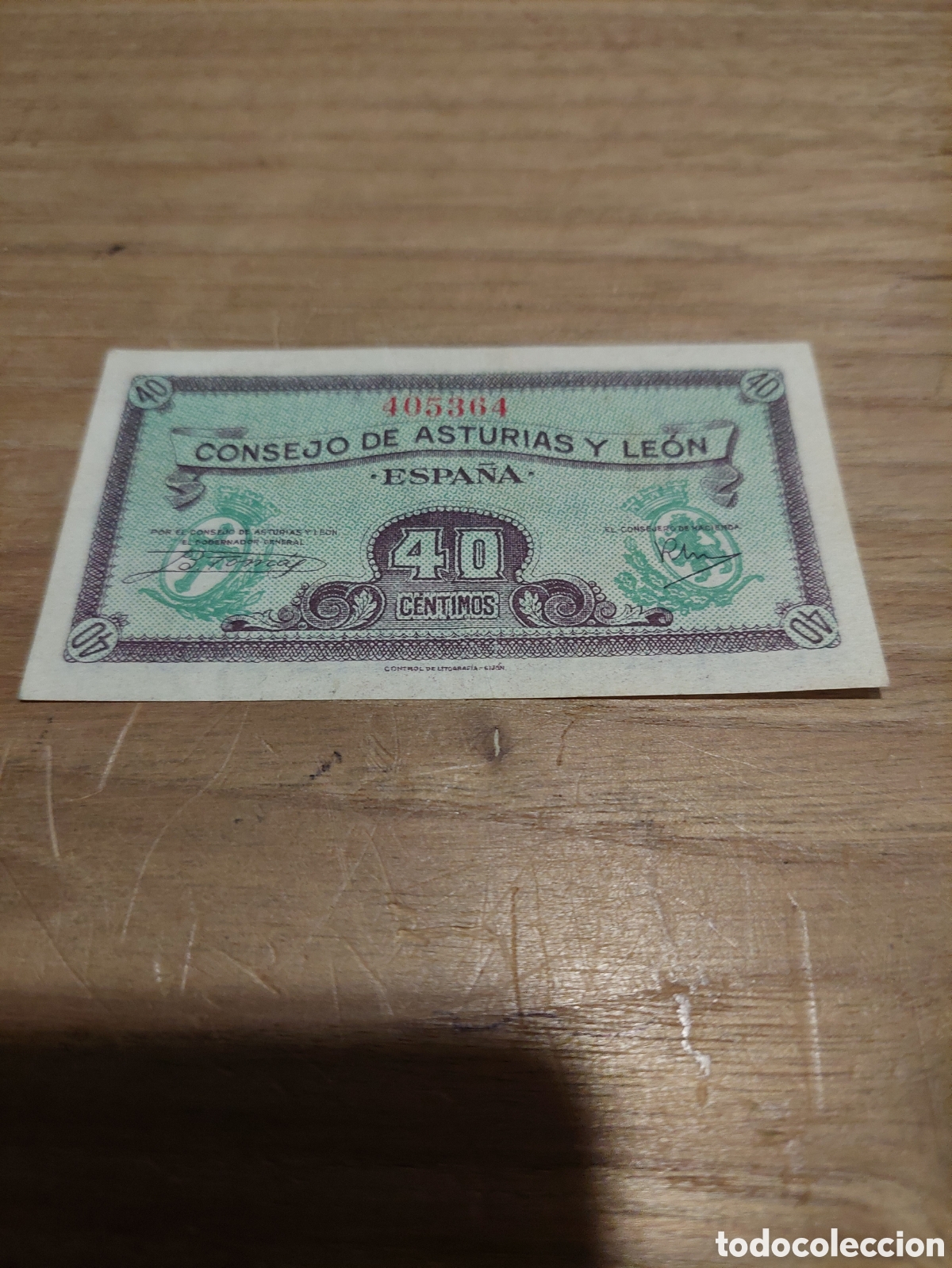 Billetes locales: Consejo de Asturias y Le&oacute;n 40 c&eacute;ntimos - Foto 1