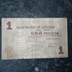 Billetes locales: BILLETE LOCAL GUISSONA 1937 ESCASO