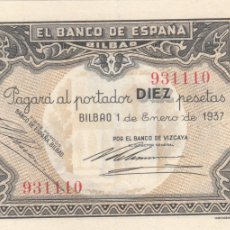 Billetes locales: CRBL0062 BILLETE ESPAÑA BILBAO 10 PESETAS 1937 EBC