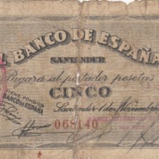 Billetes locales: CRBL0063 BILLETE ESPAÑA SANTANDER 5 PESETAS 1936 BC