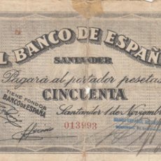 Billetes locales: CRBL0066 BILLETE ESPAÑA SANTANDER 50 PESETAS 1936 BC