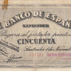 Billetes locales: CRBL0065 BILLETE ESPAÑA SANTANDER 50 PESETAS 1936 BC