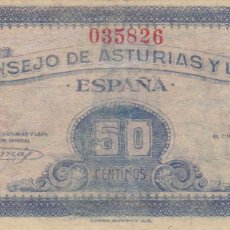 Billetes locales: CRBL0081 BILLETE ESPAÑA CONSEJO ASTURIAS Y LEON 50 CTS 1936 BC