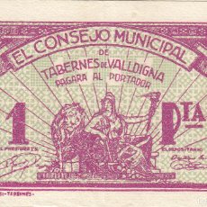 Billetes locales: CRBL0079 BILLETE ESPAÑA CONSEJO MUNICIPALTABERNES DE VALLDIGNA 1 PESETA 1937