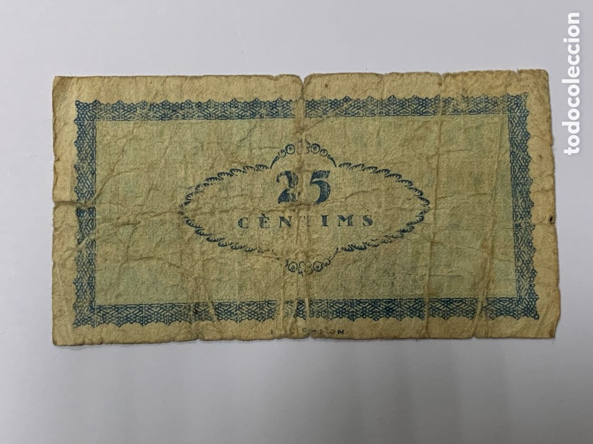 Billetes locales: 25 Centimos Ayuntamiento de Banyeres 1937 - Foto 2
