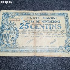 Banconote locali: OLESA DE MONTSERRAT ( BARCELONA ) 25 CÉNTIMOS