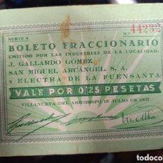 Banconote locali: C.R RARO BILLETE LA CAL 0,25 PTS VILLANUEVA DEL ARZOBISPO( JAEN)