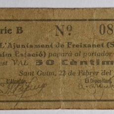 Billetes locales: FREIXENET (SANT GUIM ESTACIO) 50 CENTIMOS 1937