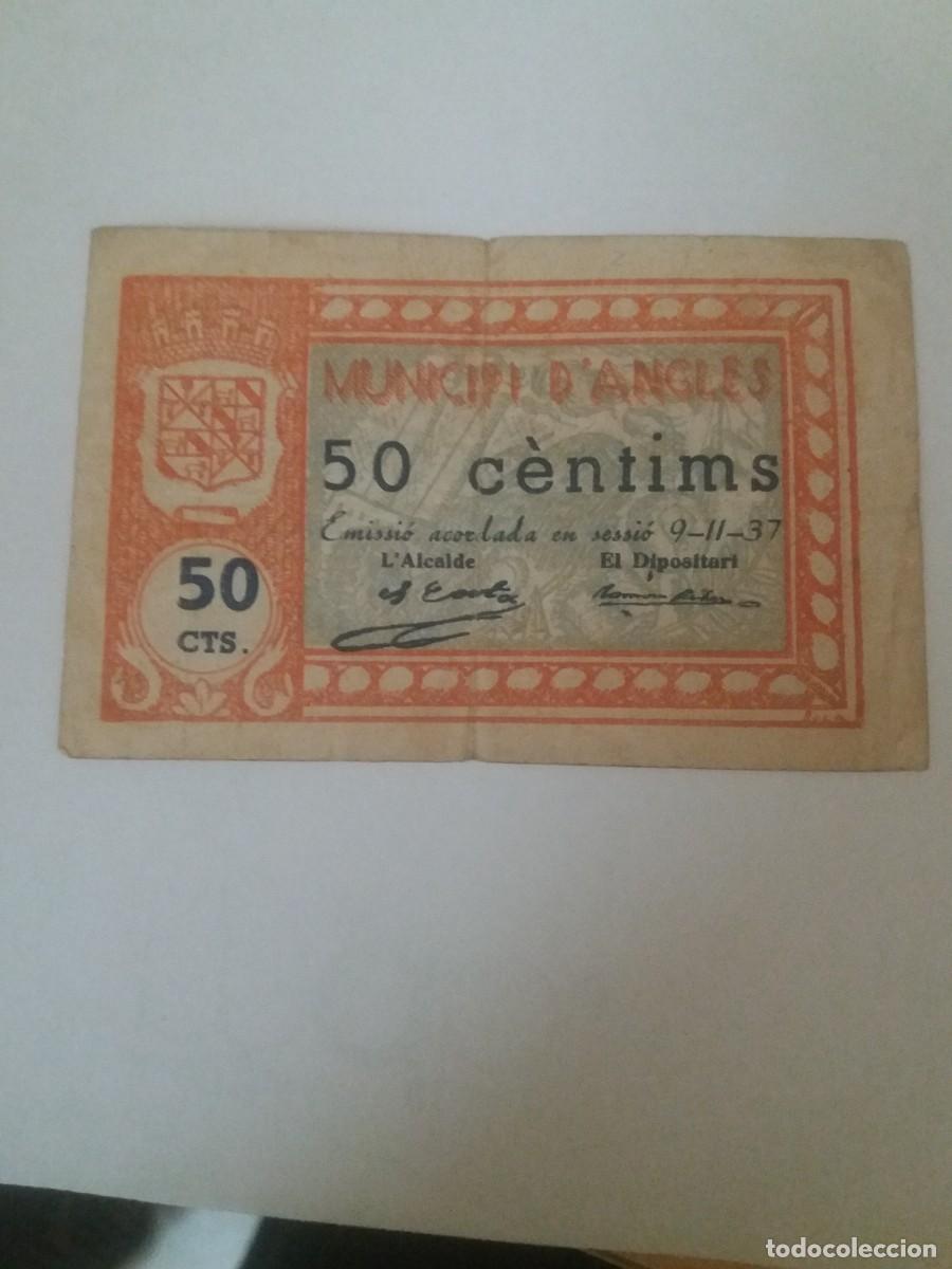 Billetes locales: Billete bitllet 50 c&eacute;ntims c&eacute;ntimos Municipi Angles - Foto 1