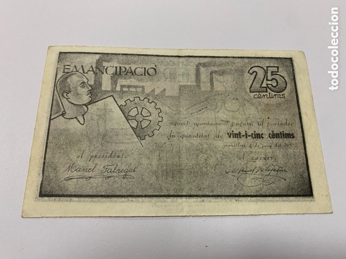 Billetes locales: Billete 25 c&eacute;ntimos Granollers - Foto 2