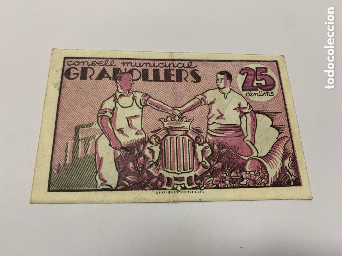 Billetes locales: Billete 25 c&eacute;ntimos Granollers - Foto 1