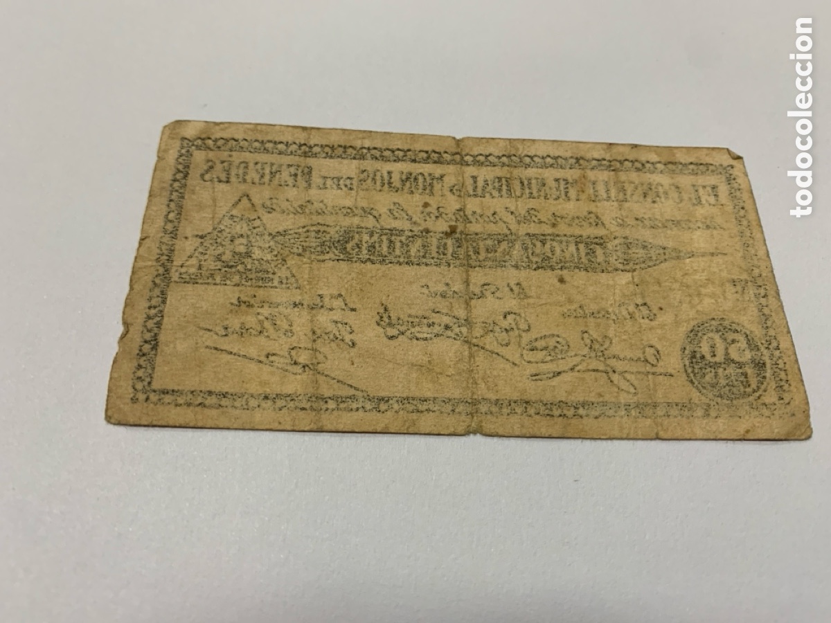 Billetes locales: Billete 50 c&eacute;ntimos, Monjos del Penedes - Foto 2
