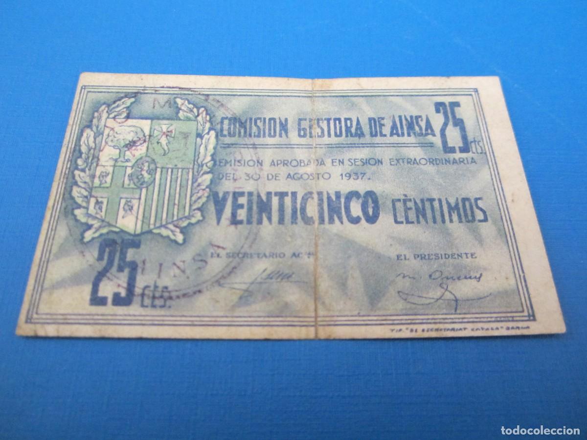 Billetes locales: 25 C&Eacute;NTIMOS DE AINSA (HUESCA) - Foto 1