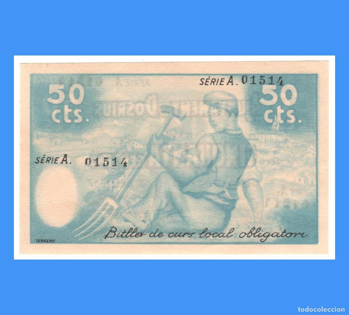 Billetes locales: Dosrius (Barcelona) 50 Cts PLANCHA RARO - Foto 2