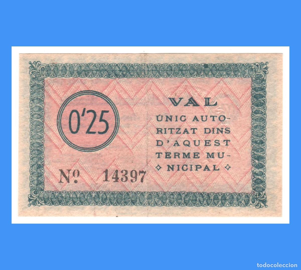 Billetes locales: Gironella (Barcelona) 25 Cts EBC+ - Foto 2