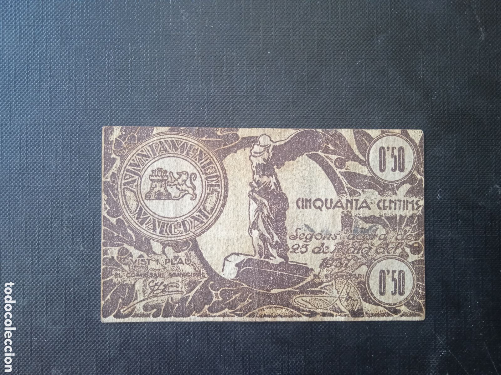 Billetes locales: Billete de 50 c&egrave;ntimos Malgrat de Mar 1937 - Foto 2