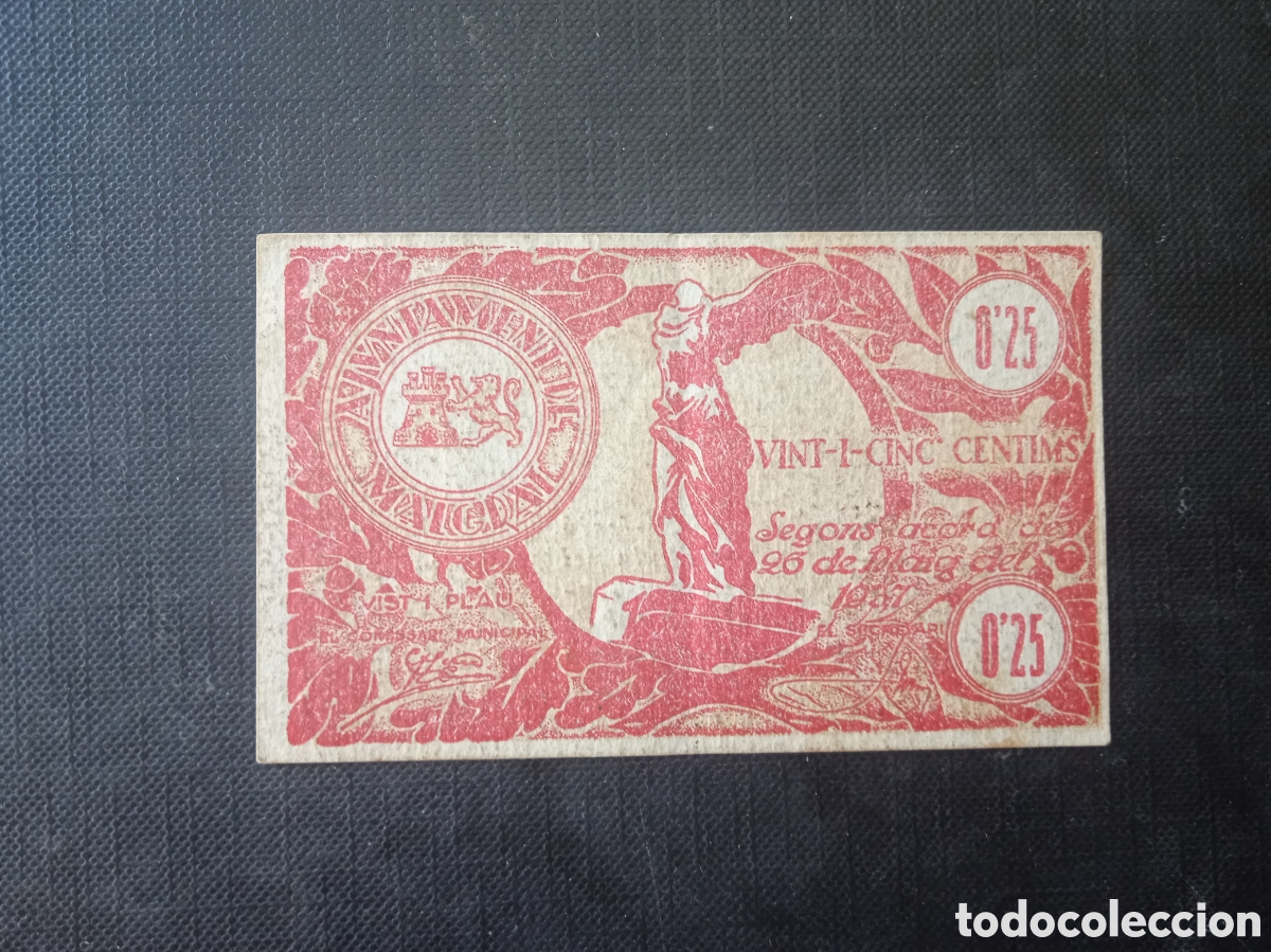 Billetes locales: Billete de 25 c&egrave;ntimos 1937 Malgrat de Mar - Foto 2