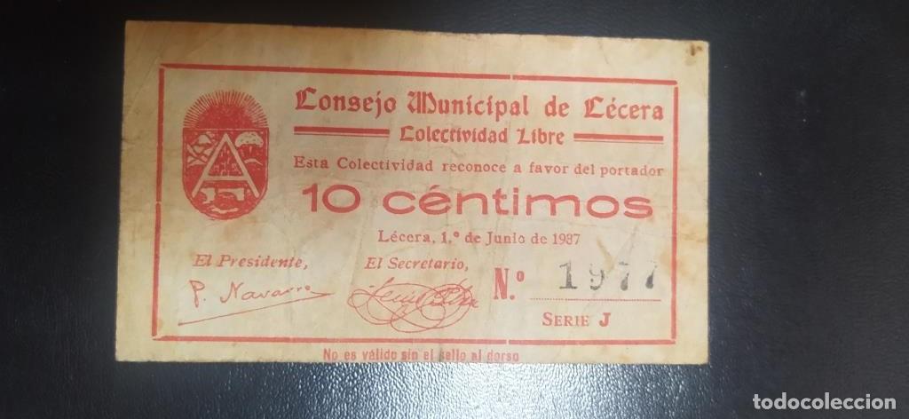 Billetes locales: Billete local de 10 Cts. de L&eacute;cera - Foto 1