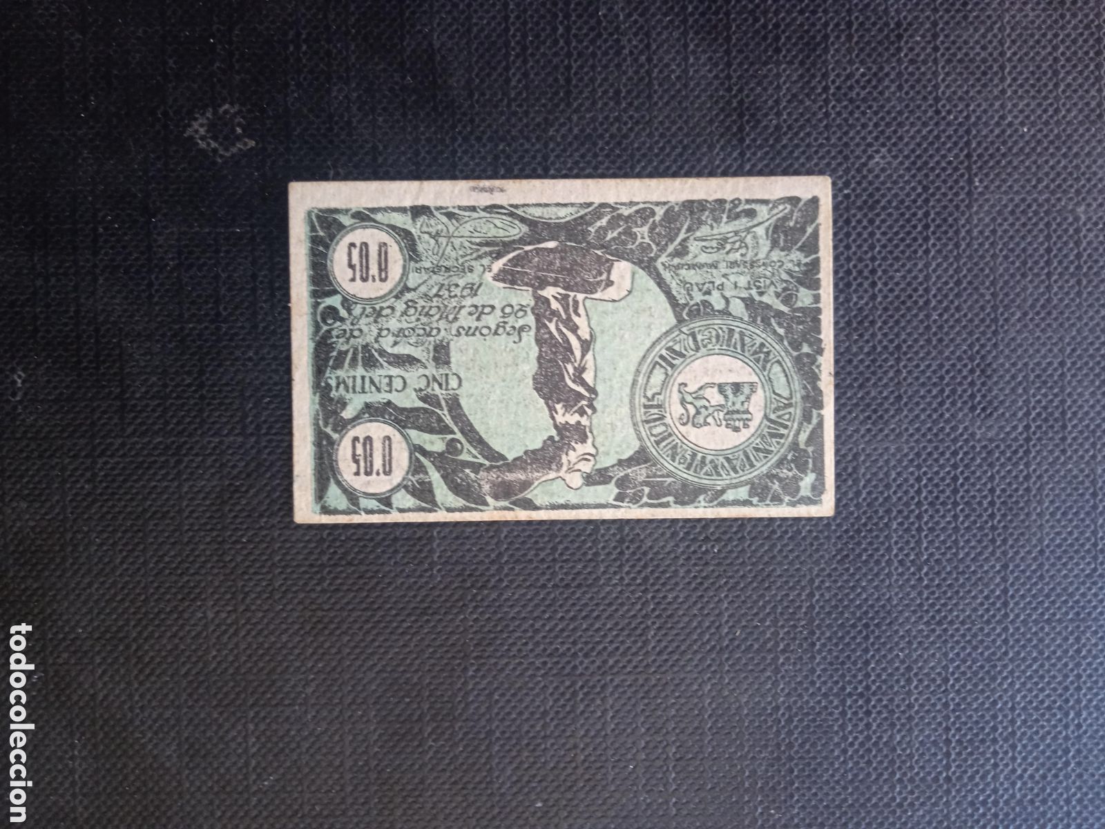 Billetes locales: Billete de 5 c&egrave;ntimos de Malgrat de Mar 1937 - Foto 2