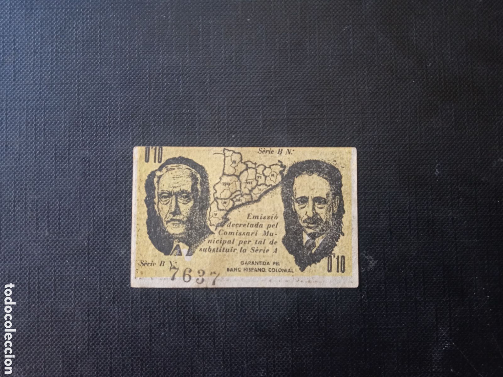 Billetes locales: Billete de 5 c&egrave;ntimos 1937 Malgrat de Mar - Foto 1