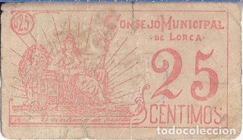 Billetes locales: BILLETE 25 CENTIMOS LORCA (MURCIA) - Foto 2