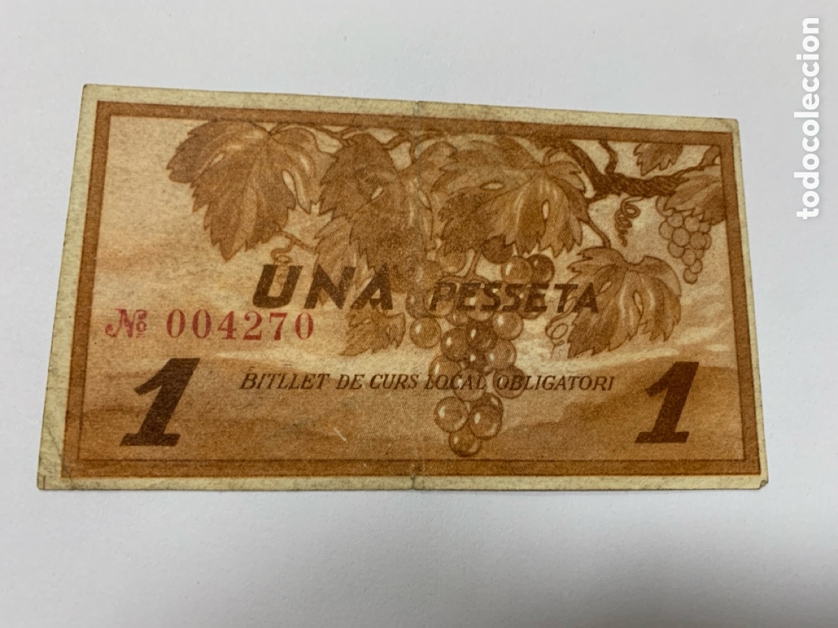 Billetes locales: Billete 1 peseta La Fatarella - Foto 2