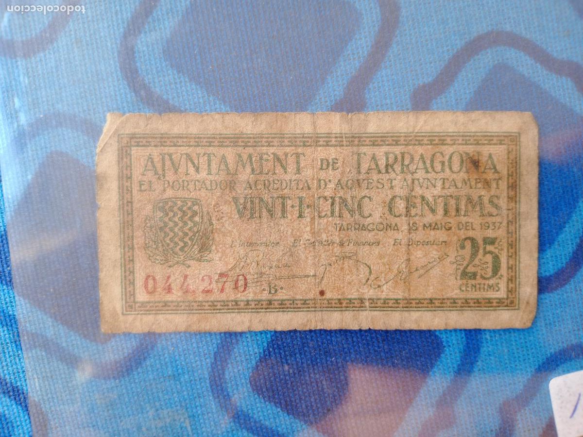 Billetes locales: Tarragona. 25 CENTIMS DEL A&Ntilde;O 1937 - Foto 1