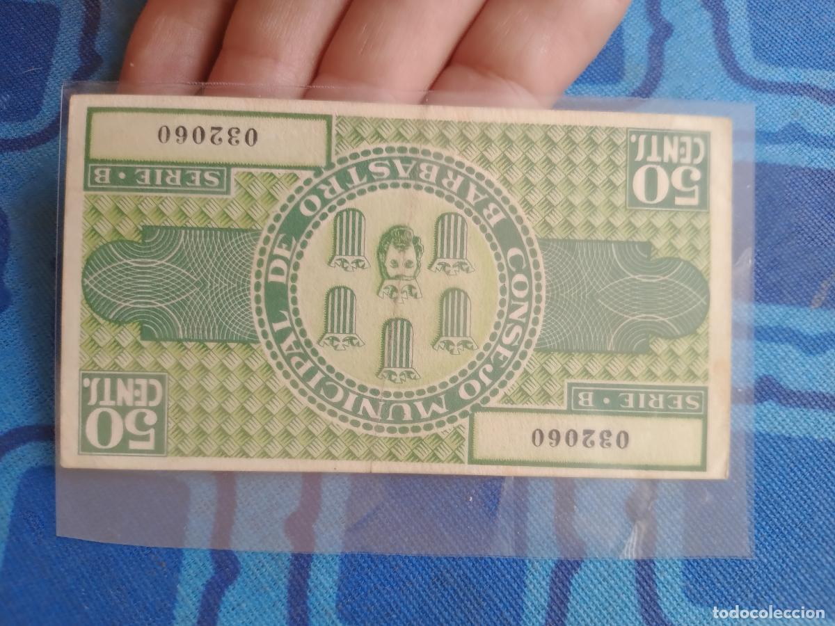 Billetes locales: BARBASTRO - 50 CENTIMOS 1937 - Foto 2