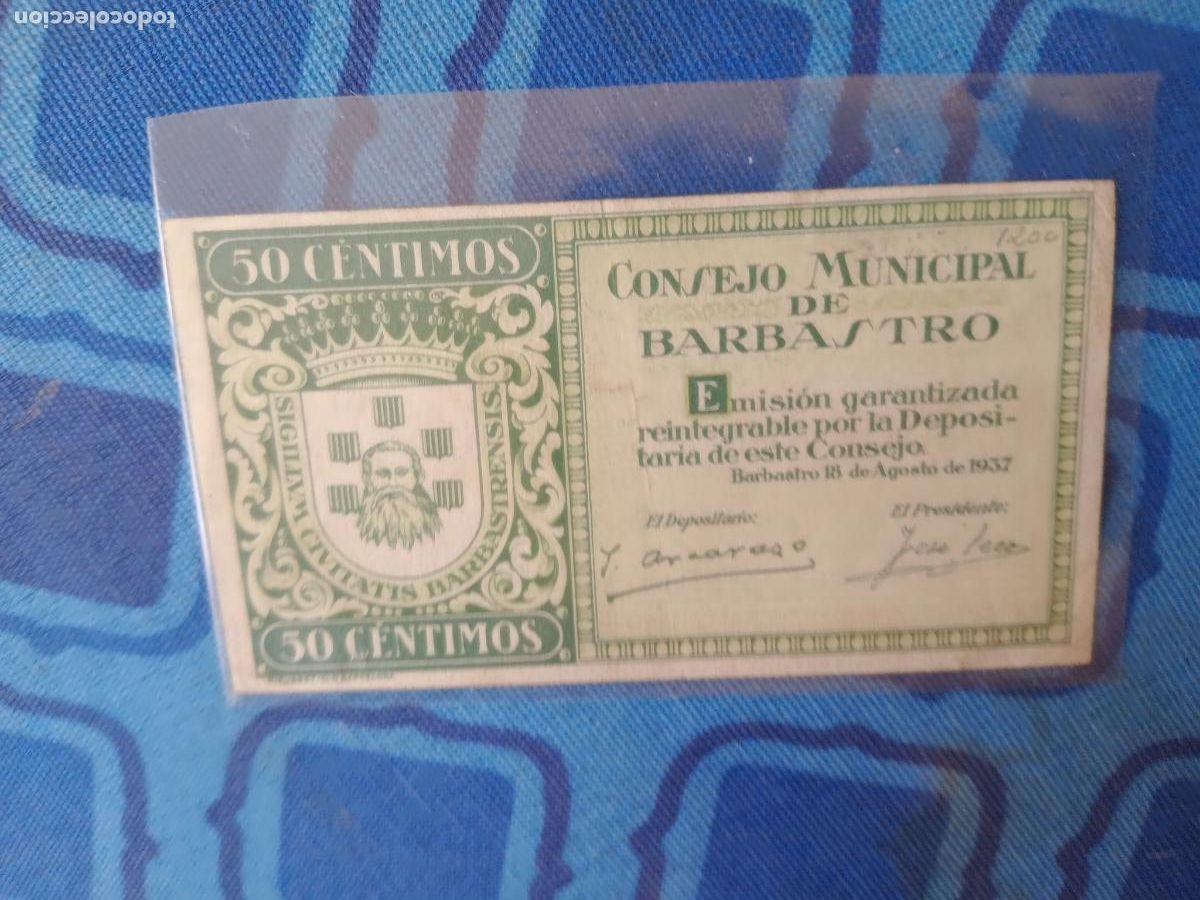 Billetes locales: BARBASTRO - 50 CENTIMOS 1937 - Foto 1