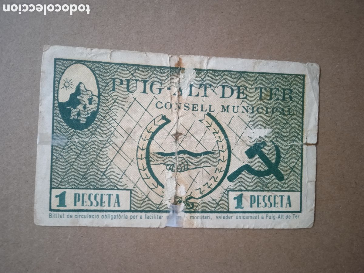 Billets locaux: Billete de 1 peseta Sant Joan de les Abadeses Girona 1937