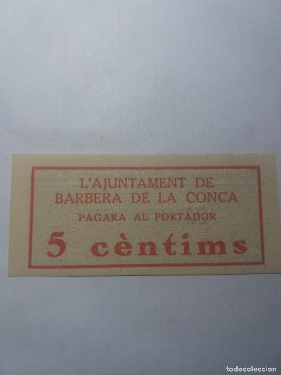 Billetes locales: Billete Local 5 C&egrave;ntims Ajuntament BARBERA DE LA CONCA - Foto 1