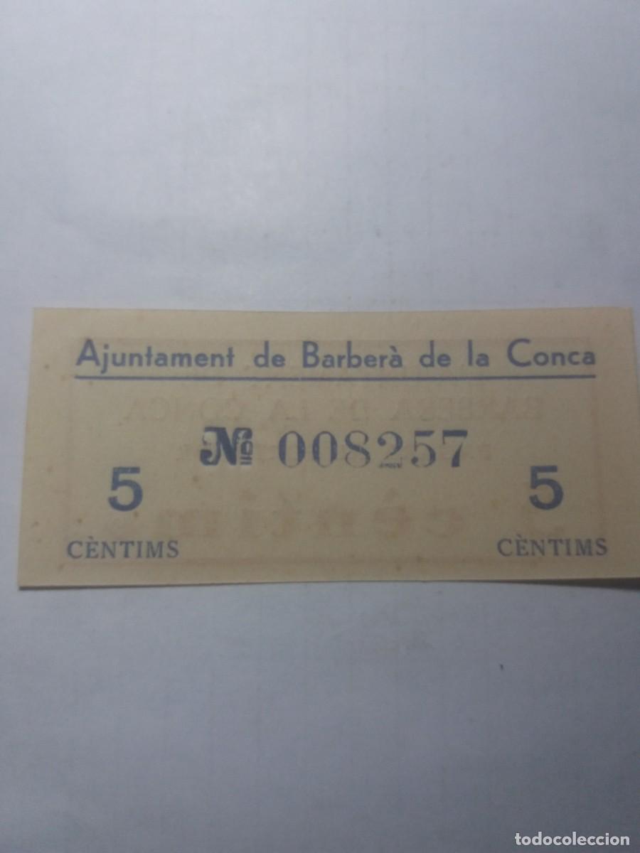 Billetes locales: Billete Local 5 C&egrave;ntims Ajuntament BARBERA DE LA CONCA - Foto 2