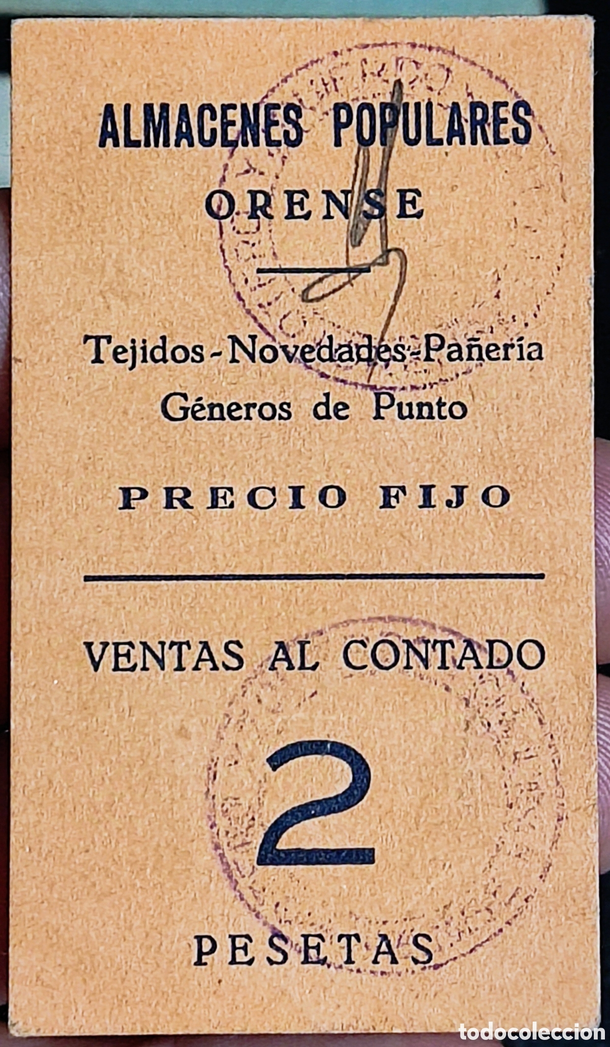 Banconote locali: Vale - Almacenes populares - Orense - Orense, Galicia - 2 pts