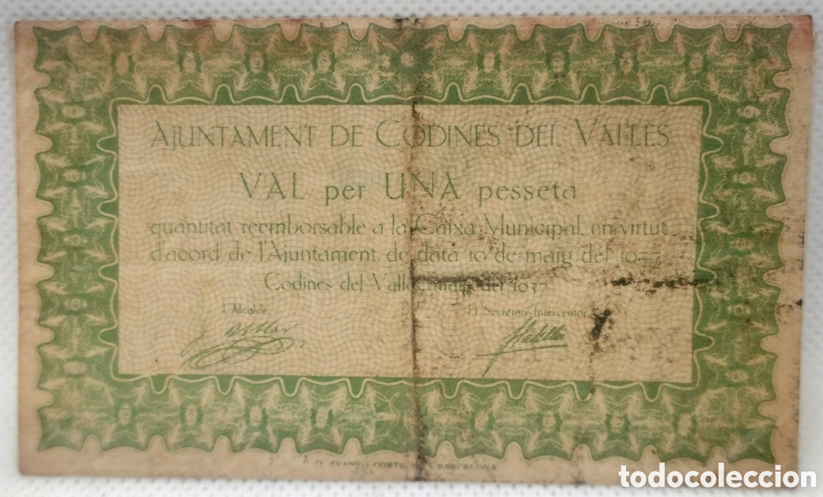 Billetes locales: Lote de billetes del ayuntamiento de &rdquo;Codines del Vall&eacute;s&rdquo; - Foto 3