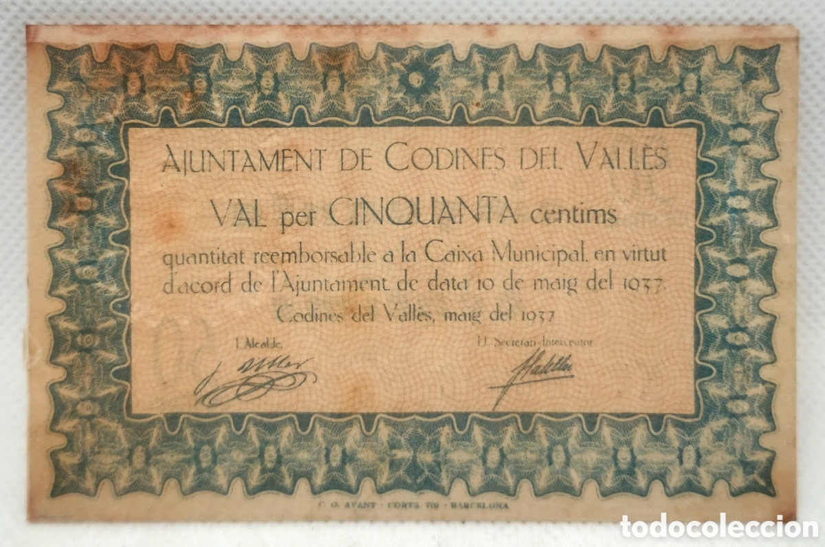 Billetes locales: Lote de billetes del ayuntamiento de &rdquo;Codines del Vall&eacute;s&rdquo; - Foto 5