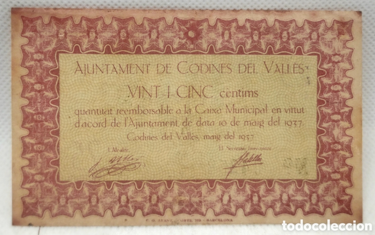 Billetes locales: Lote de billetes del ayuntamiento de &rdquo;Codines del Vall&eacute;s&rdquo; - Foto 7