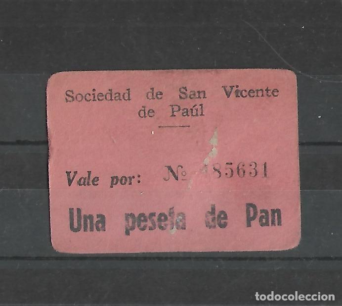 Notas locais: M3- VALE POR UNA PESETA DE PAN - SOCIEDAD DE SAN VICENTE DE PAUL ? DE LA GUERRA CIVIL &iquest;