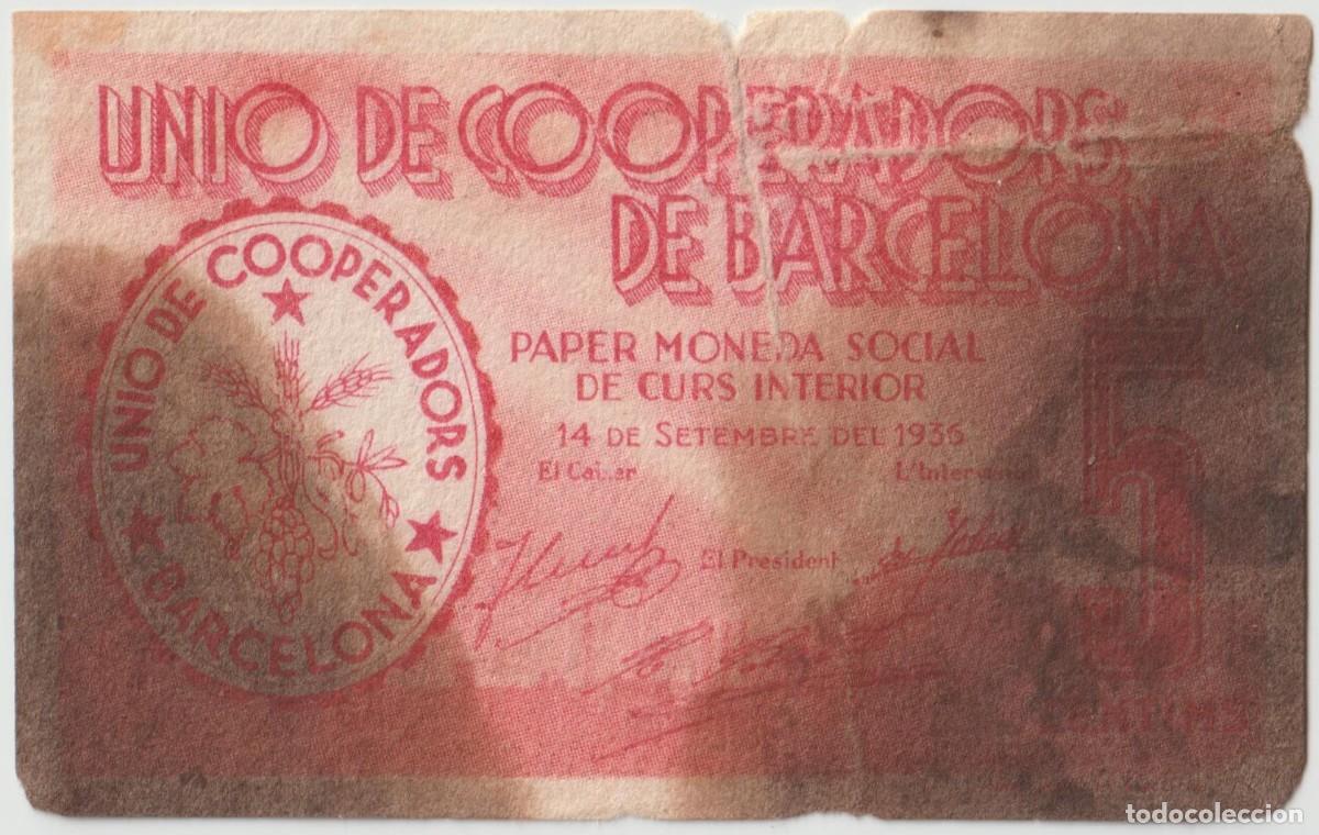 Billetes locales: Barcelona billete de 5 c&eacute;ntimos - Foto 1