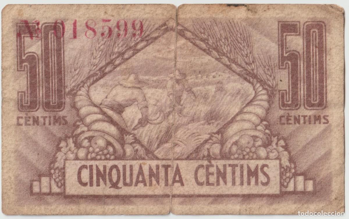 Billetes locales: Barcelona billete de 50 c&eacute;ntimos - Foto 2