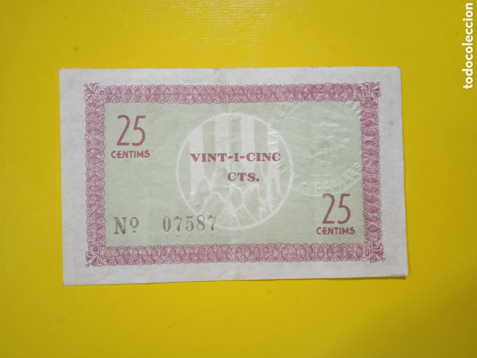 Billetes locales: Billete de 25 c&egrave;ntimos 1937 Codines del Vall&egrave;s Barcelona - Foto 2