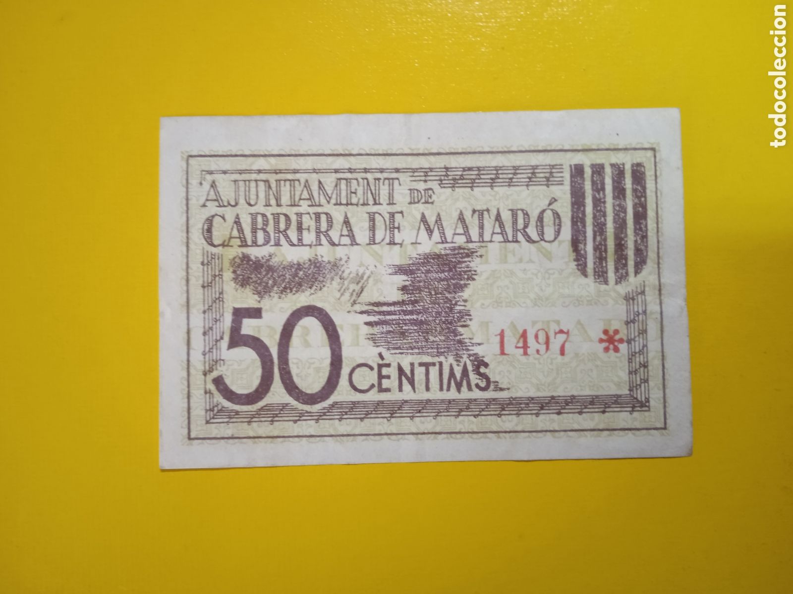 Billetes locales: Billete de 50 c&egrave;ntimos de Cabrera de Matar&oacute; 1937 - Foto 2