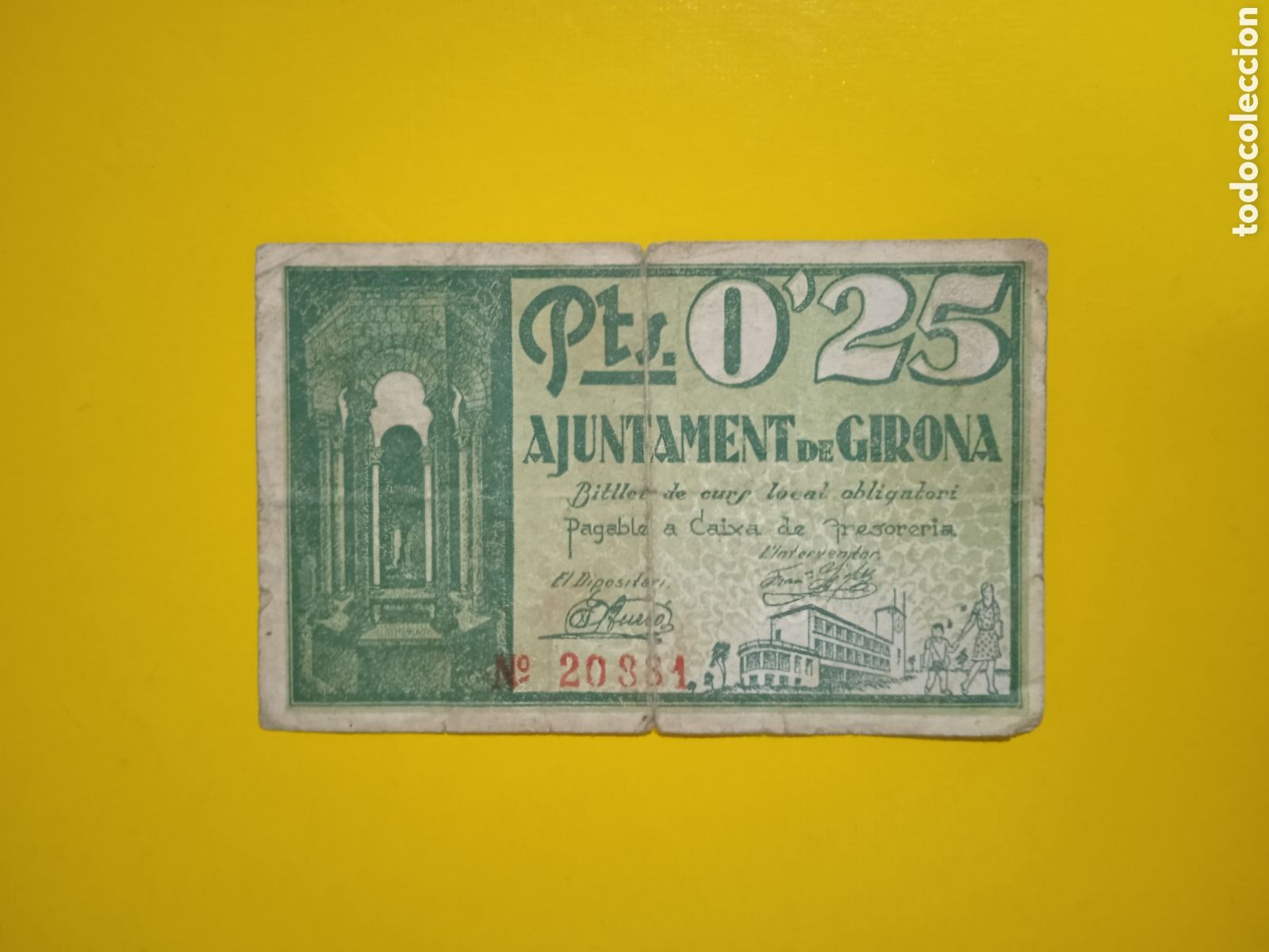 Billetes locales: Billete de 25 c&egrave;ntimos Girona 1937 - Foto 1