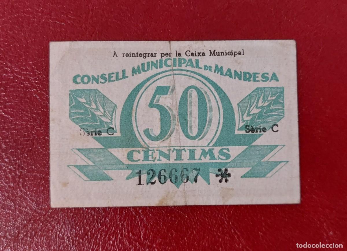 Billetes locales: Billete local de 50 c&eacute;ntimos de MANRESA - Foto 2