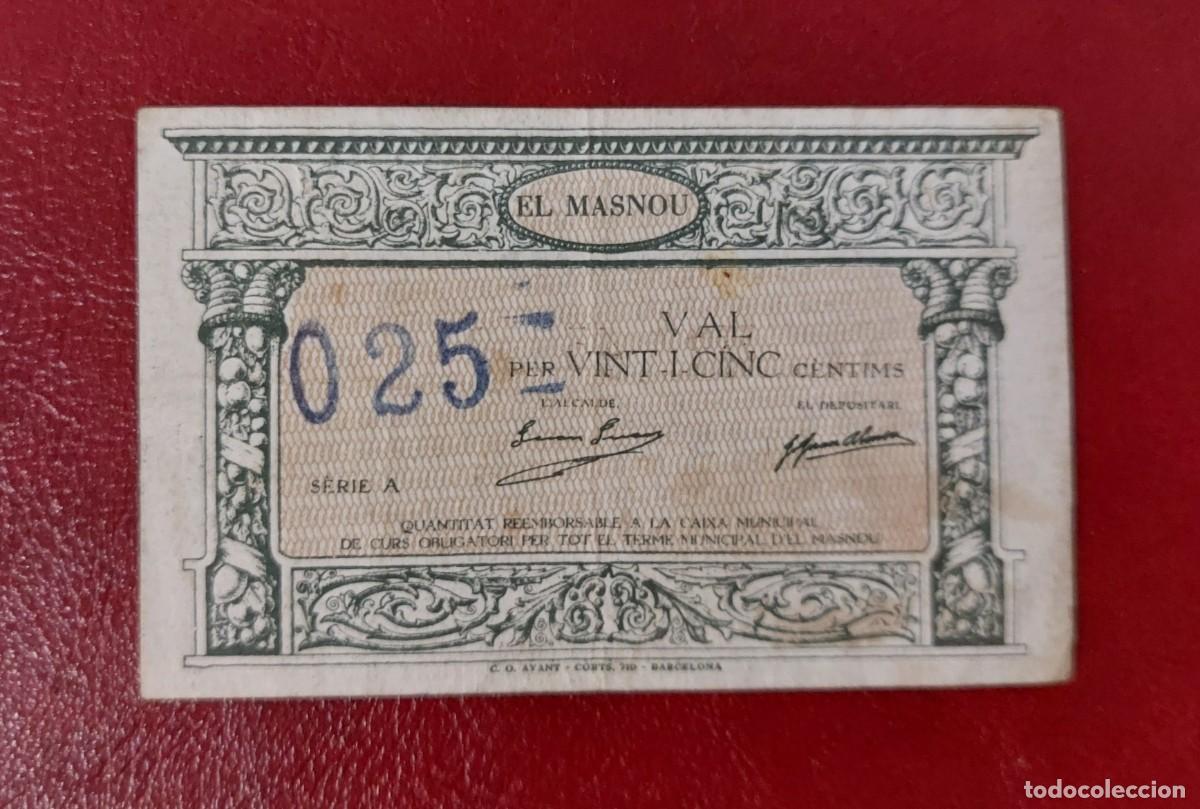 Billetes locales: Billete local de 25 c&eacute;ntimos de EL MASNOU. - Foto 1