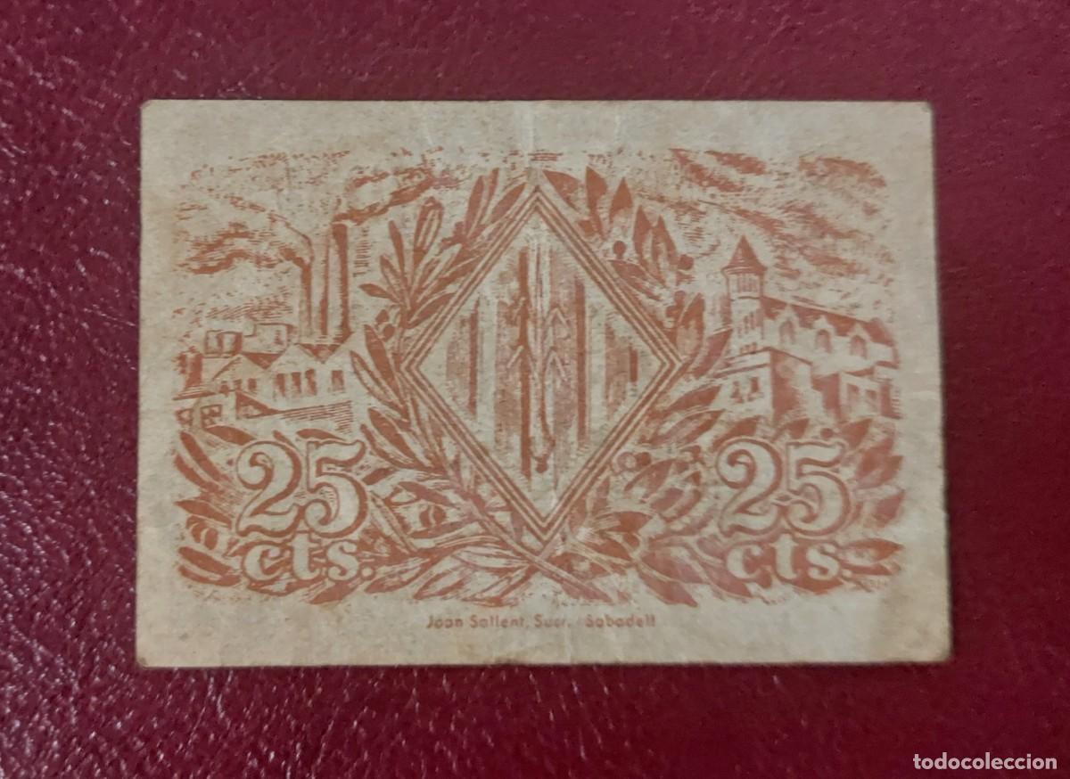 Billetes locales: Billete local de 25 c&eacute;ntimos de SABADELL - Foto 2