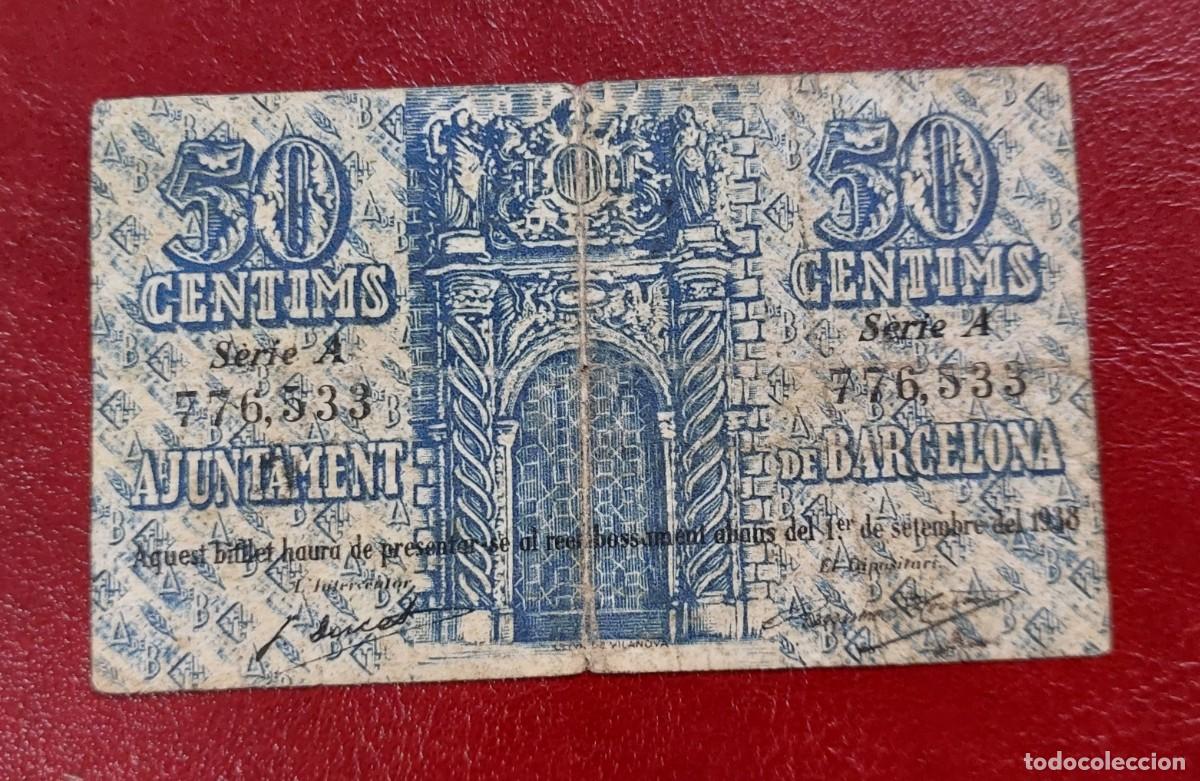 Billetes locales: Billete local de 50 c&eacute;ntimos de BARCELONA. - Foto 2